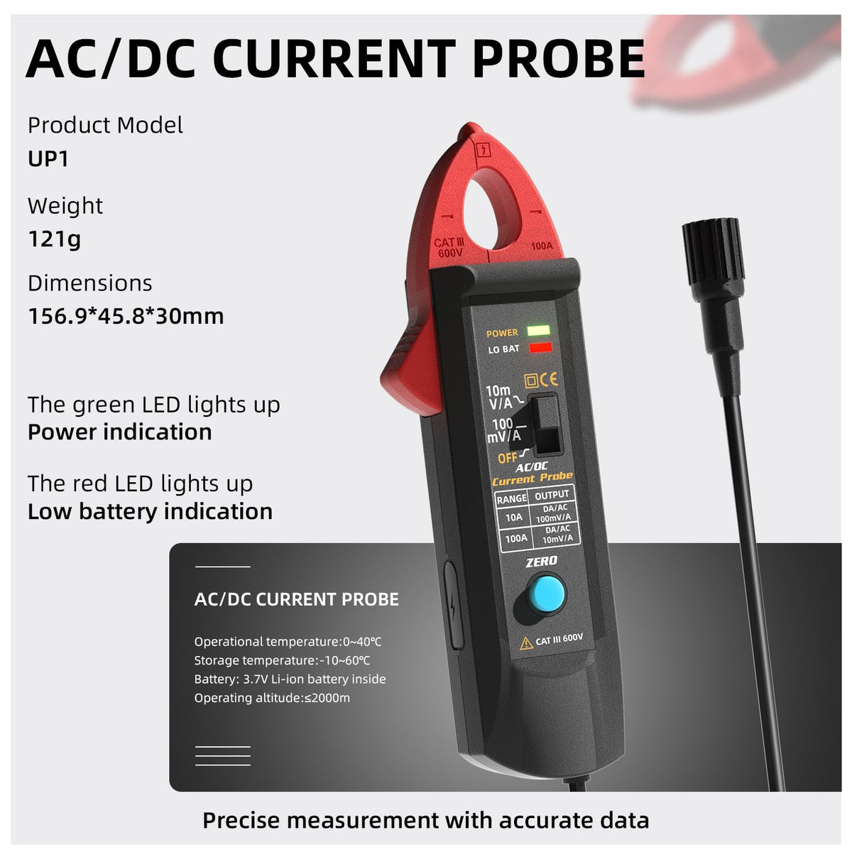 UP1 AC/DC Current Clamp Meter Transducer for Digital Oscilloscope 100A