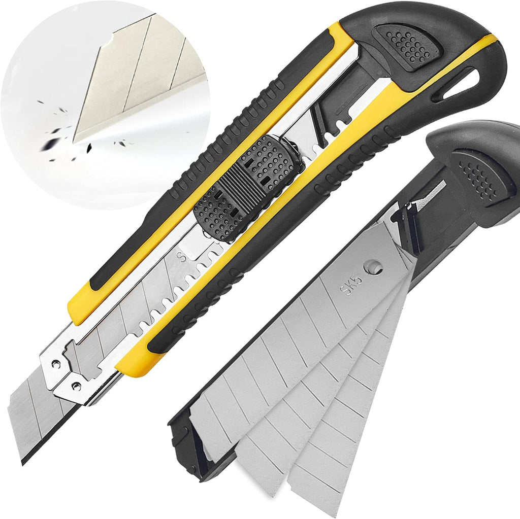 Utility Knife, Box Cutter Retractable,3 Pcs Blades Inside, 1-Pack
