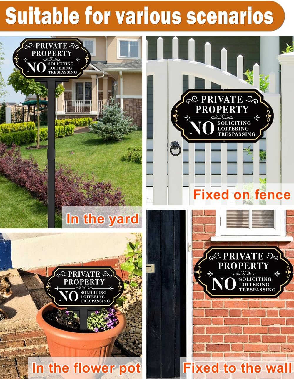No Soliciting Sign for House with Stake - Adjustable Height - 12.7 x 6.6 Inch/36 Inch High - 50-mil Thick Aluminum