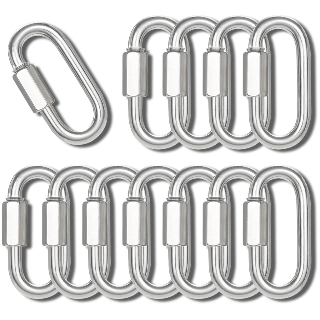1.48IN Quick Link,Heavy Duty Locking Carabiner (12PCS,Silver)