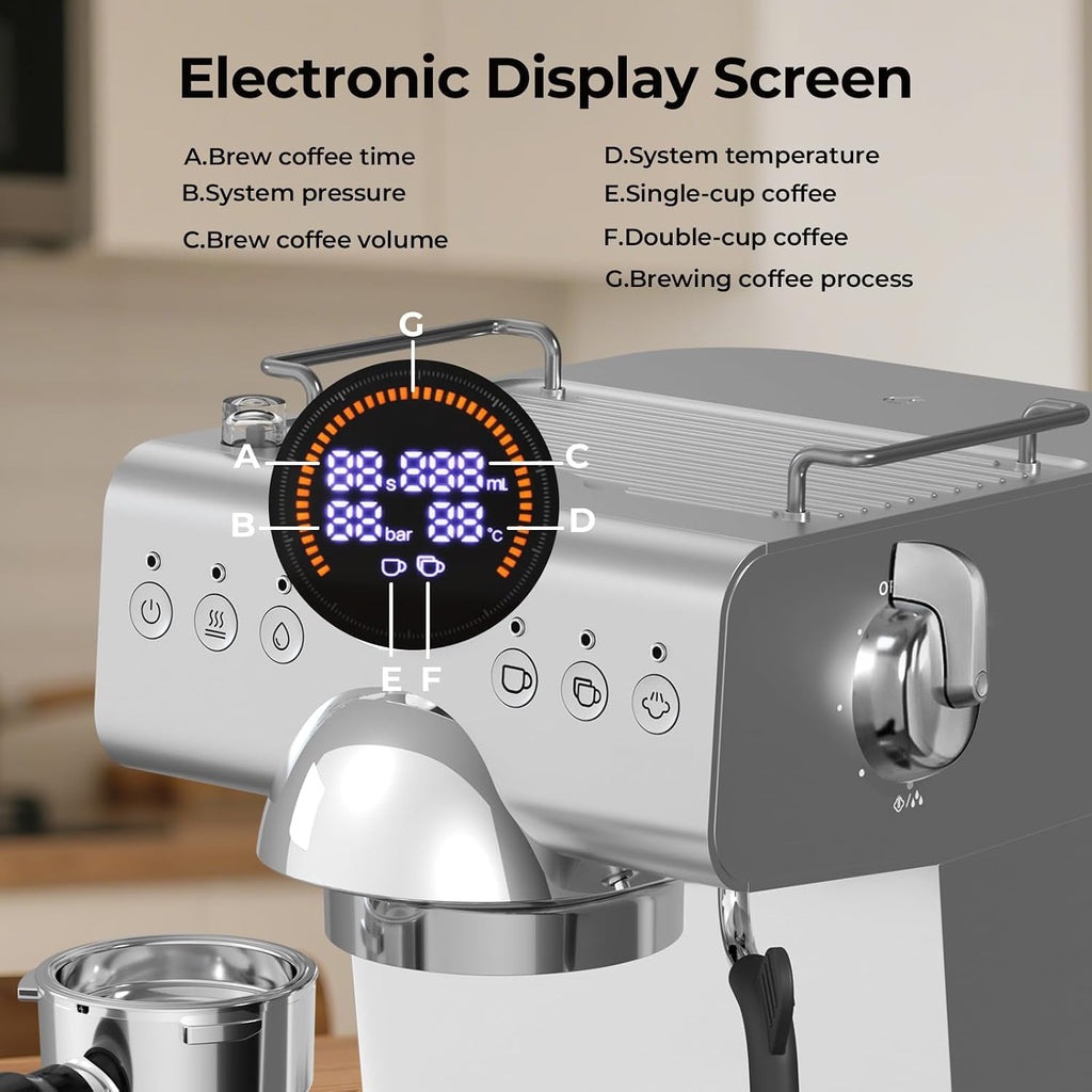 Espresso Machine with Milk Frother,20 Bar Semi-Automatic Expresso Coffee Machine for Home,50oz Removable Tank,Hot &