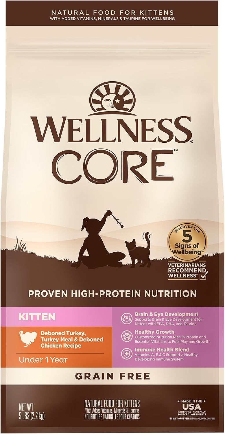 CORE Kitten Dry Cat Food, Natural, Grain Free Kibble, Turkey Meal and Chicken Recipe, 5 lb Bag