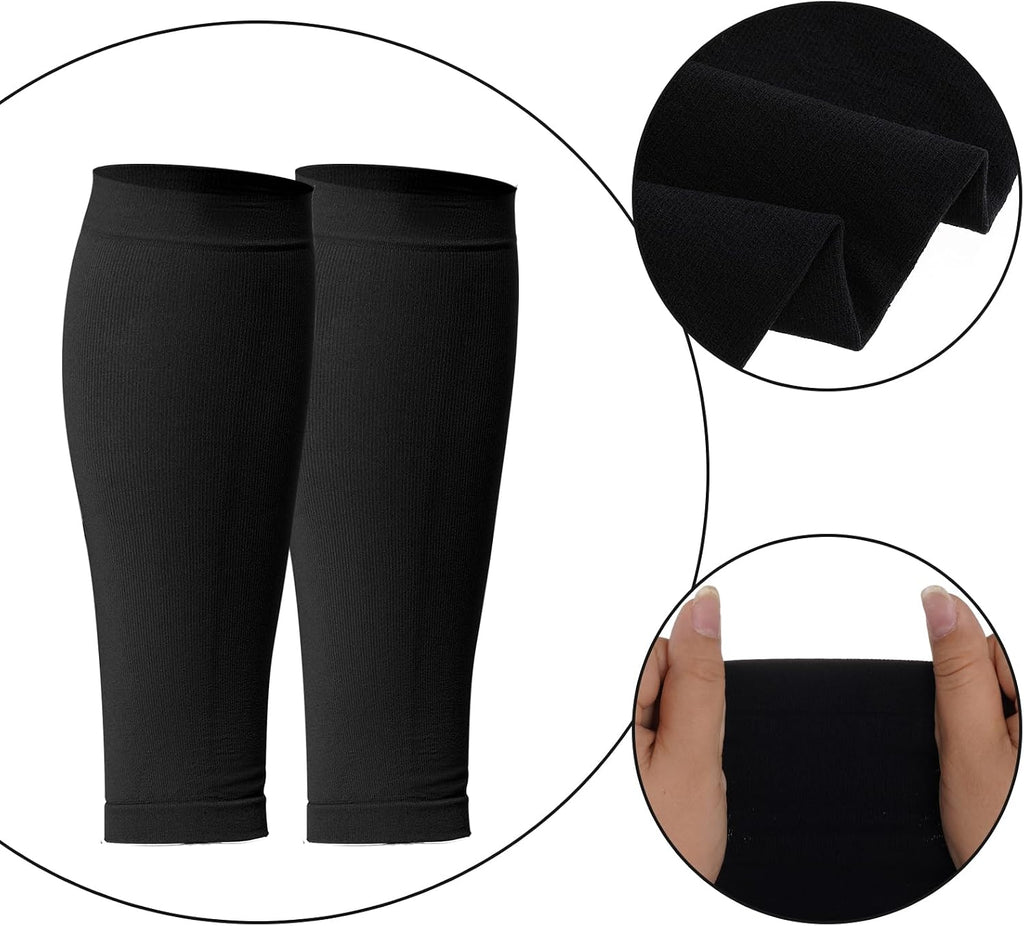 4 Pairs Calf Compression Sleeves for Men and Women Leg Sleeves Footless Compression Socks for Running Cycling Sports