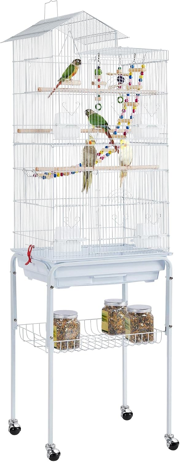 62.5-inch Roof Top Flight Bird Cage for Parakeets Cockatiels Conures Finches Lovebirds Canaries Budgies Small