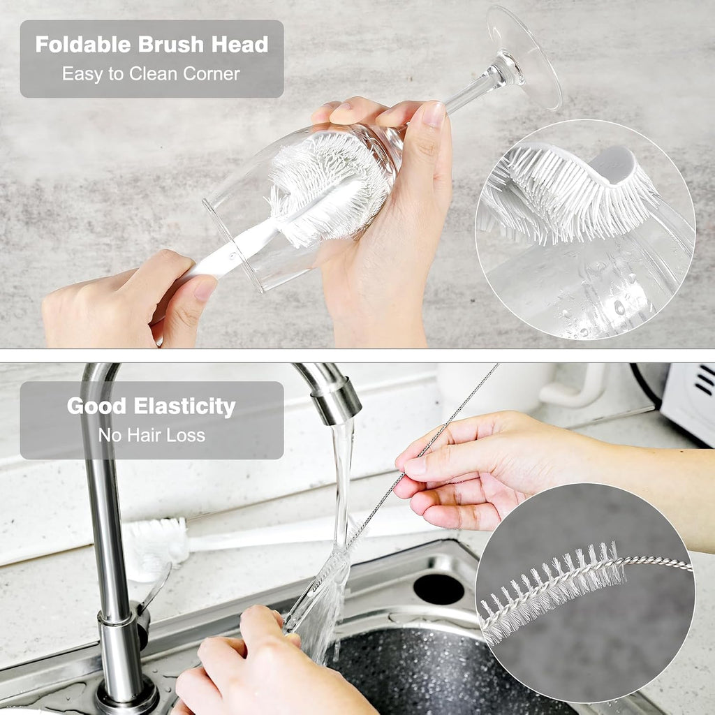 Straw Cleaner Brush Bottle Brush Kit for Stanley Cup Tumbler - Multifunctional Water Bottle Cleaner and 3-Size Straw