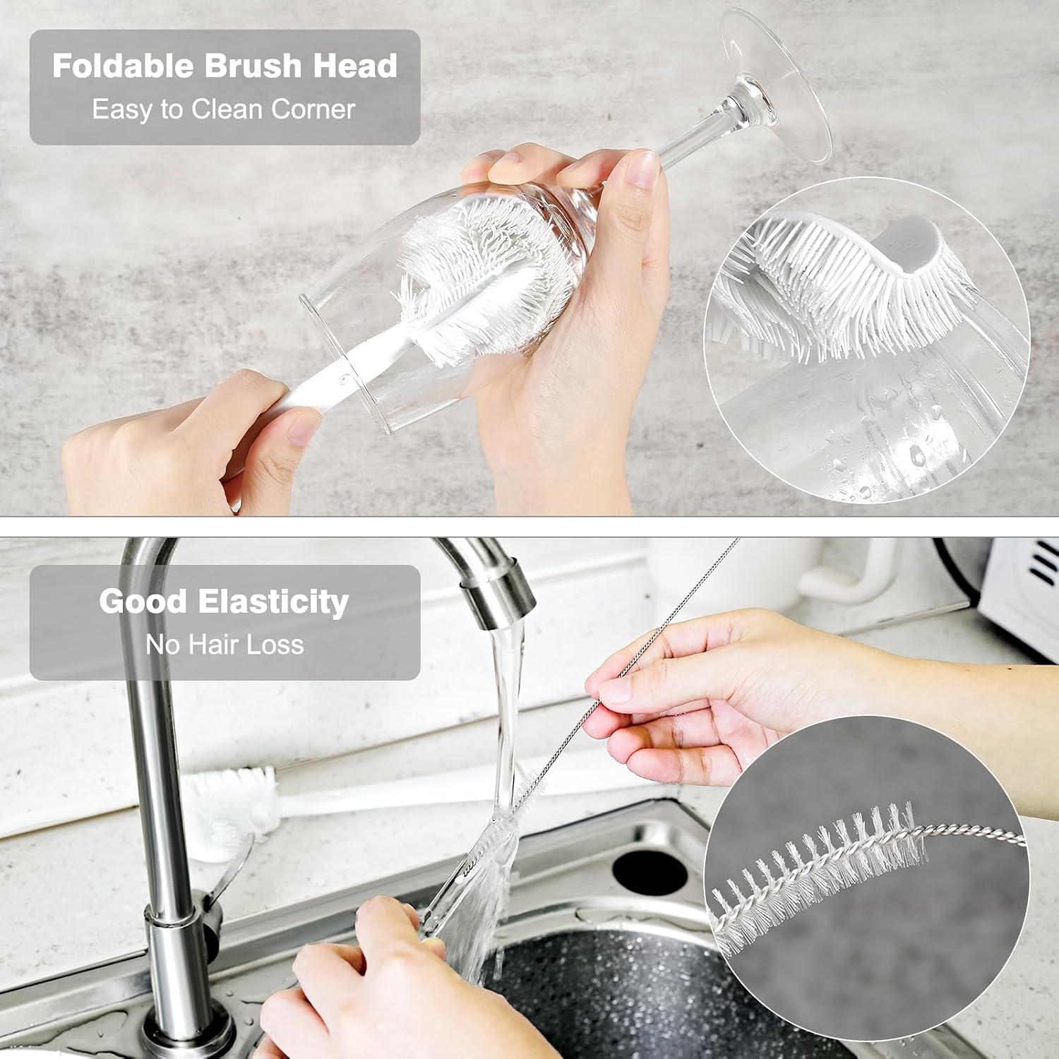 Straw Cleaner Brush Bottle Brush Kit for Stanley Cup Tumbler - Multifunctional Water Bottle Cleaner and 3-Size Straw