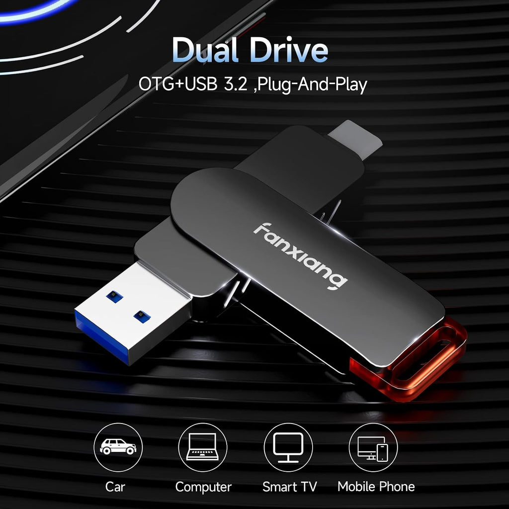 512GB Flash Drive Up to 560MB/s External SSD,Type C & USB-A 3.2 Gen 2, Thumb Drive,Memory Stick for