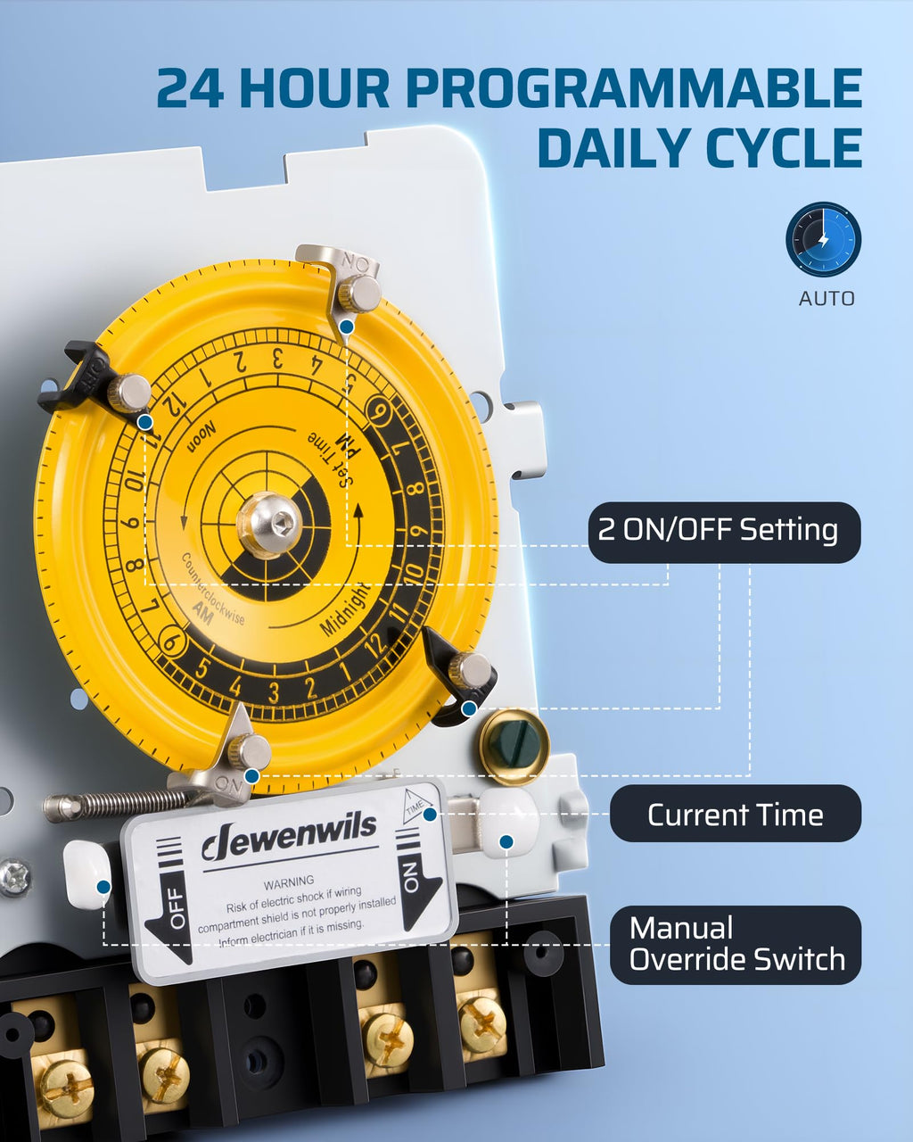 24-Hour Mechanical Timer Switch - 120VAC SPST, 2HP 40A