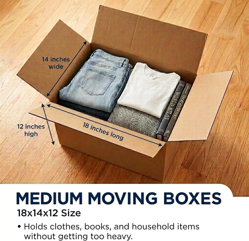 Medium Moving Boxes 18"L x 14"W x 12"H 10-Pack - Corrugated Cardboard Box for Shipping, Mailing, Packing, Packaging