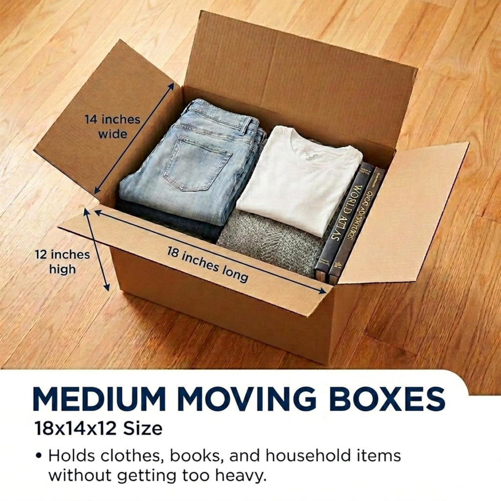 Moving Boxes Medium 18"L x 14"W x 12"H 20-Pack - Corrugated Cardboard Box for Shipping, Mailing, Packing, Packaging