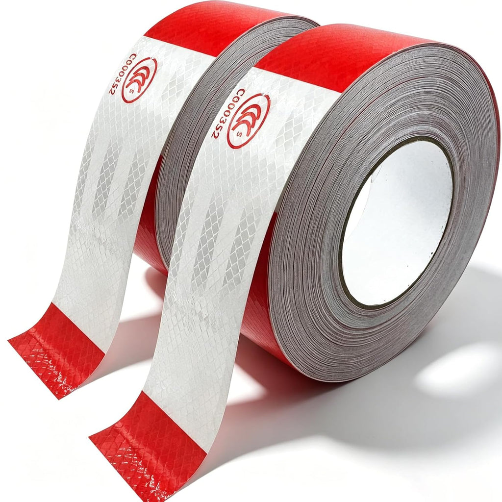2 Roll Reflective Tape, Trailer Caution Tape Roll, Reflector Tape Outdoor Waterproof, 2Inx160Ftx2=320Ft, Strong