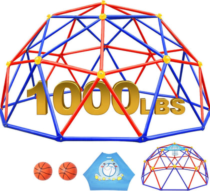 10FT Climbing Dome, Outdoor Jungle Gym for Kids with Climbing Grip - Geometric Dome Climber Supports 1000LBS Outdoor