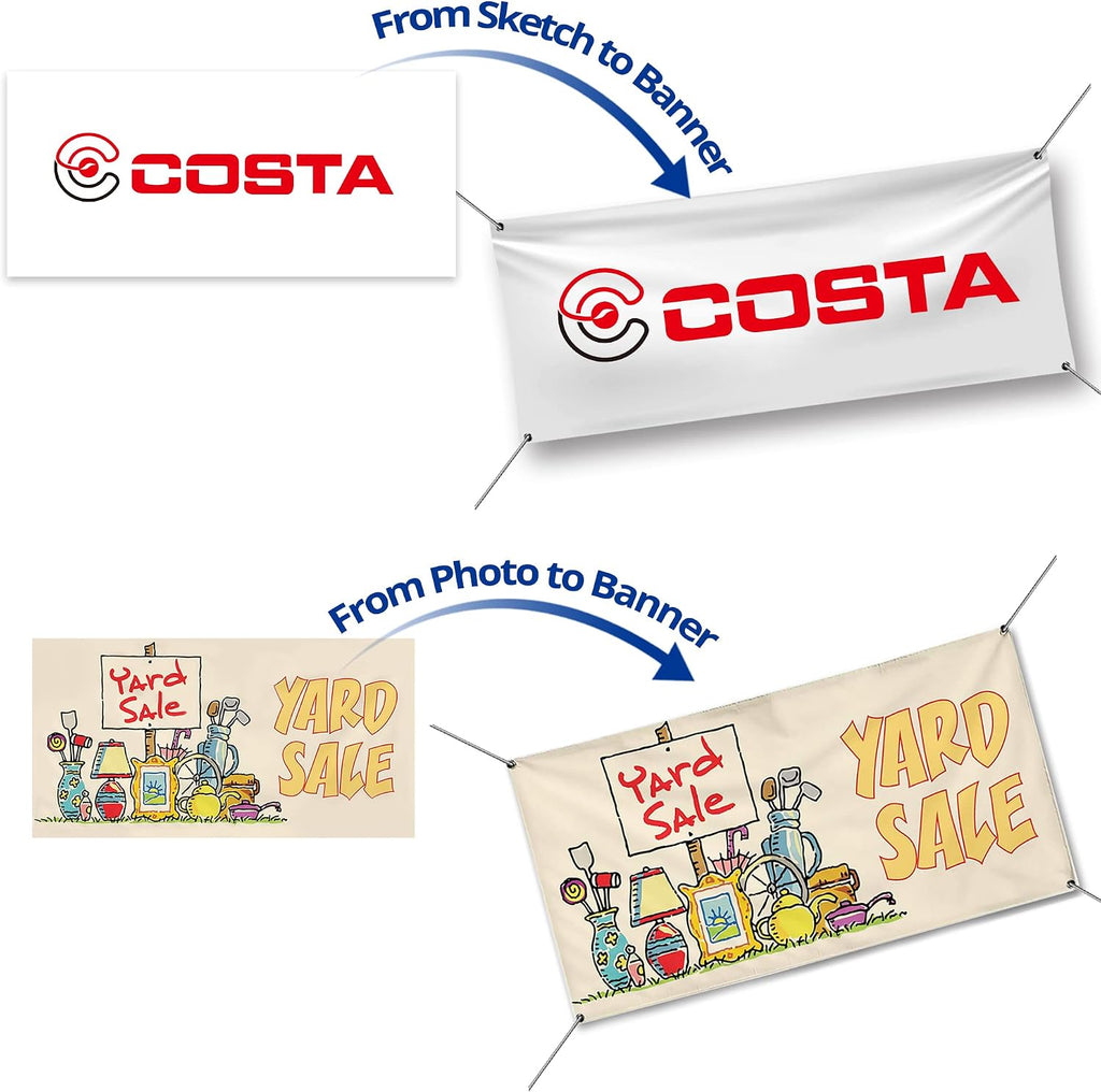 Custom Vinyl Banner - 18oz Heavy Duty Vinyl Sign - Metal Grommets & Hemmed Sides - for Celebrating, Advertising