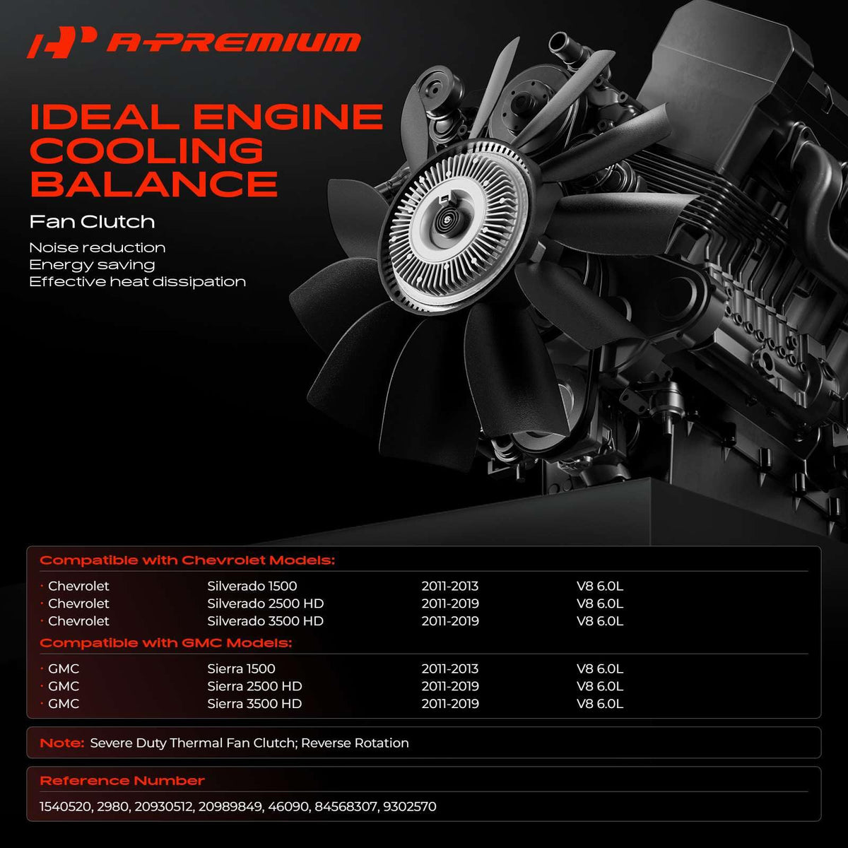 A-Premium Engine Cooling Fan Clutch Compatible with Chevrolet, GMC