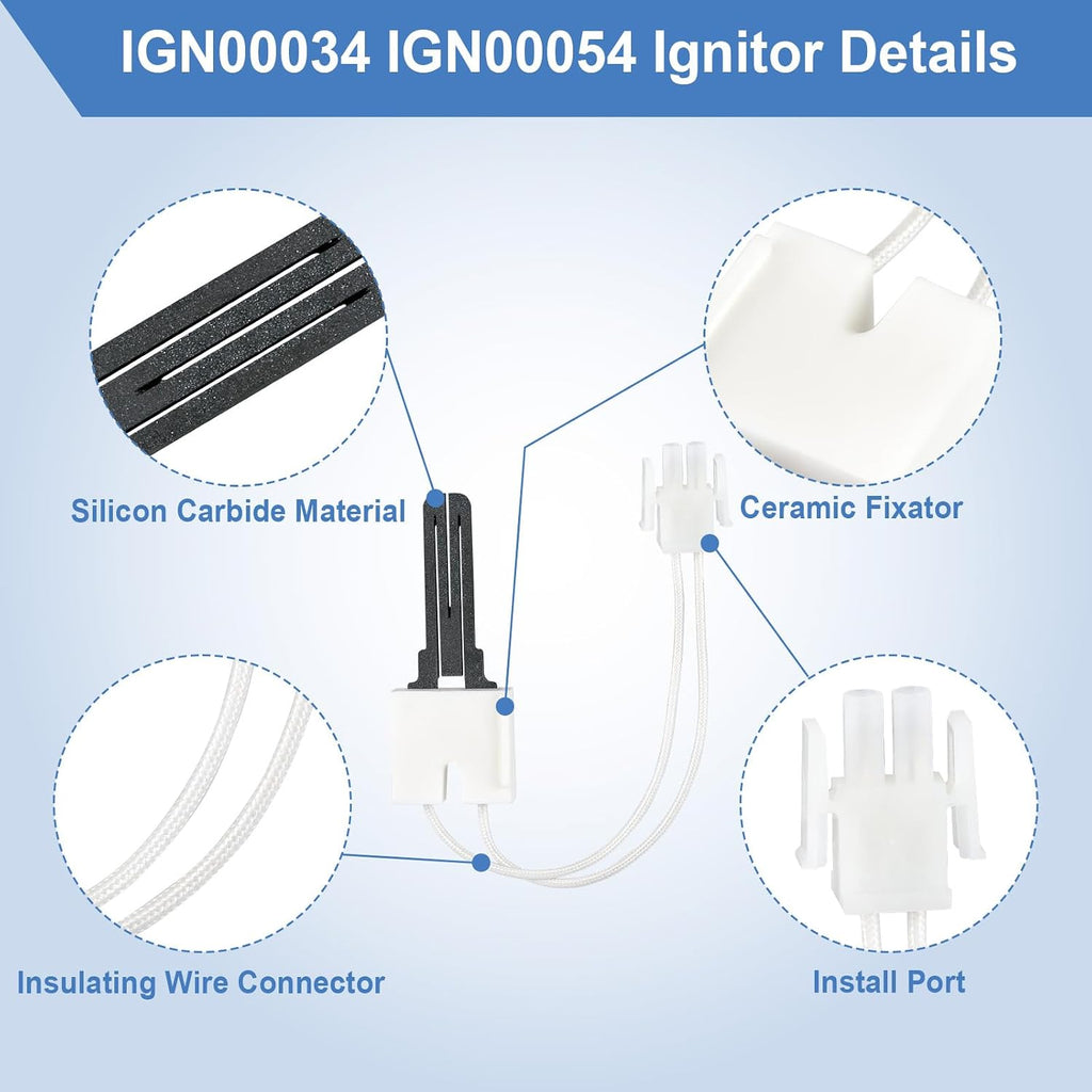 Upgraded IGN00034 and IGN00054 Furnace Hot Surface Ignitor, Compatible with Trane American Standard Furnace Ignitor, Replacement Parts B340039P01,IGN34,IGN54