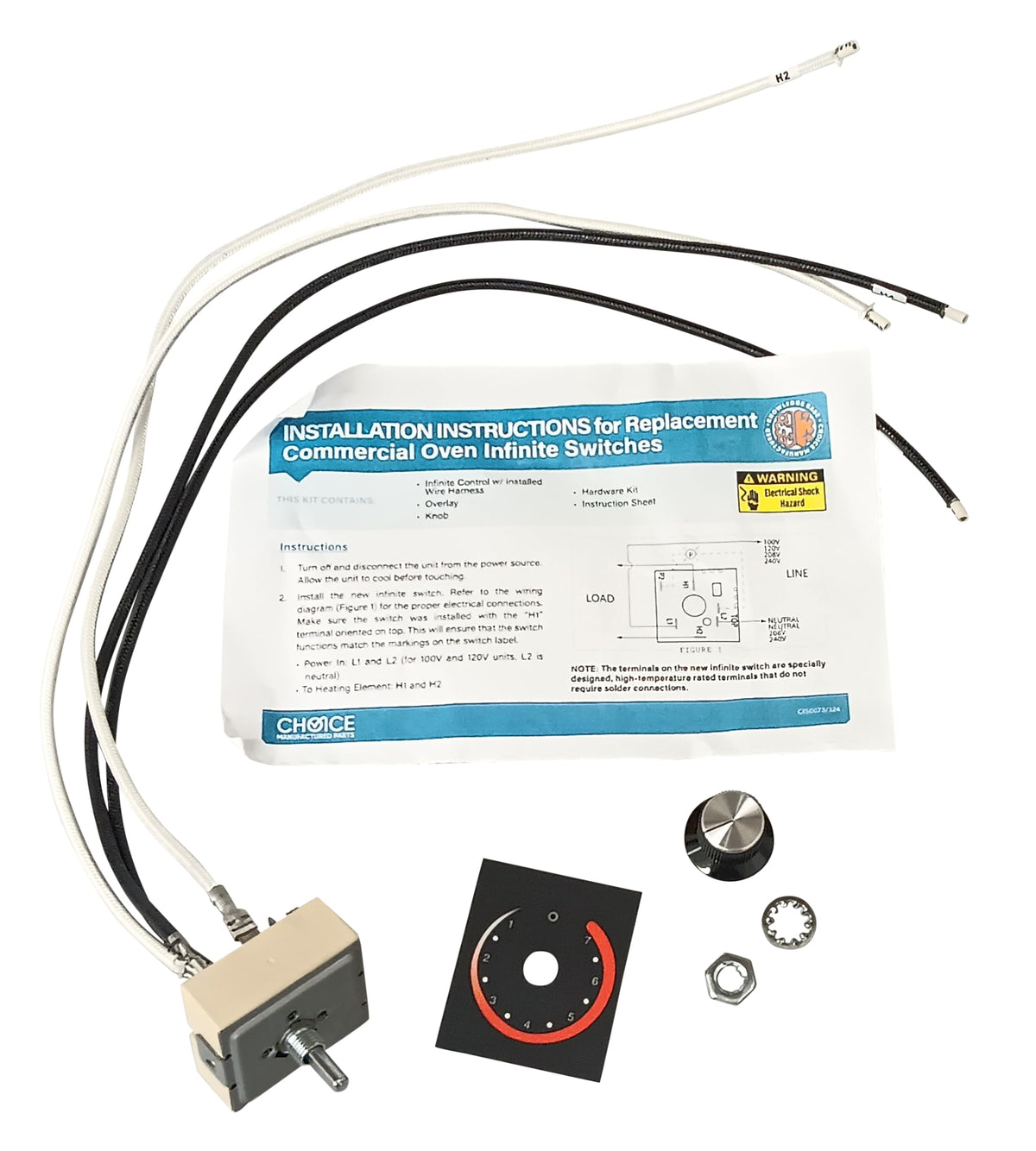 Choice Manufactured Parts Infinite Control Switch Kit, 120V, fits Hatco Commercial Oven, R02.19.018.00