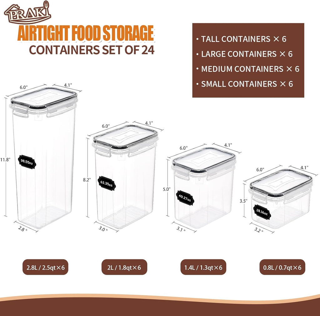 Airtight Food Storage Containers Set with Lids - 24 PCS, BPA Free Kitchen and Pantry Organization, Plastic Leak-proof