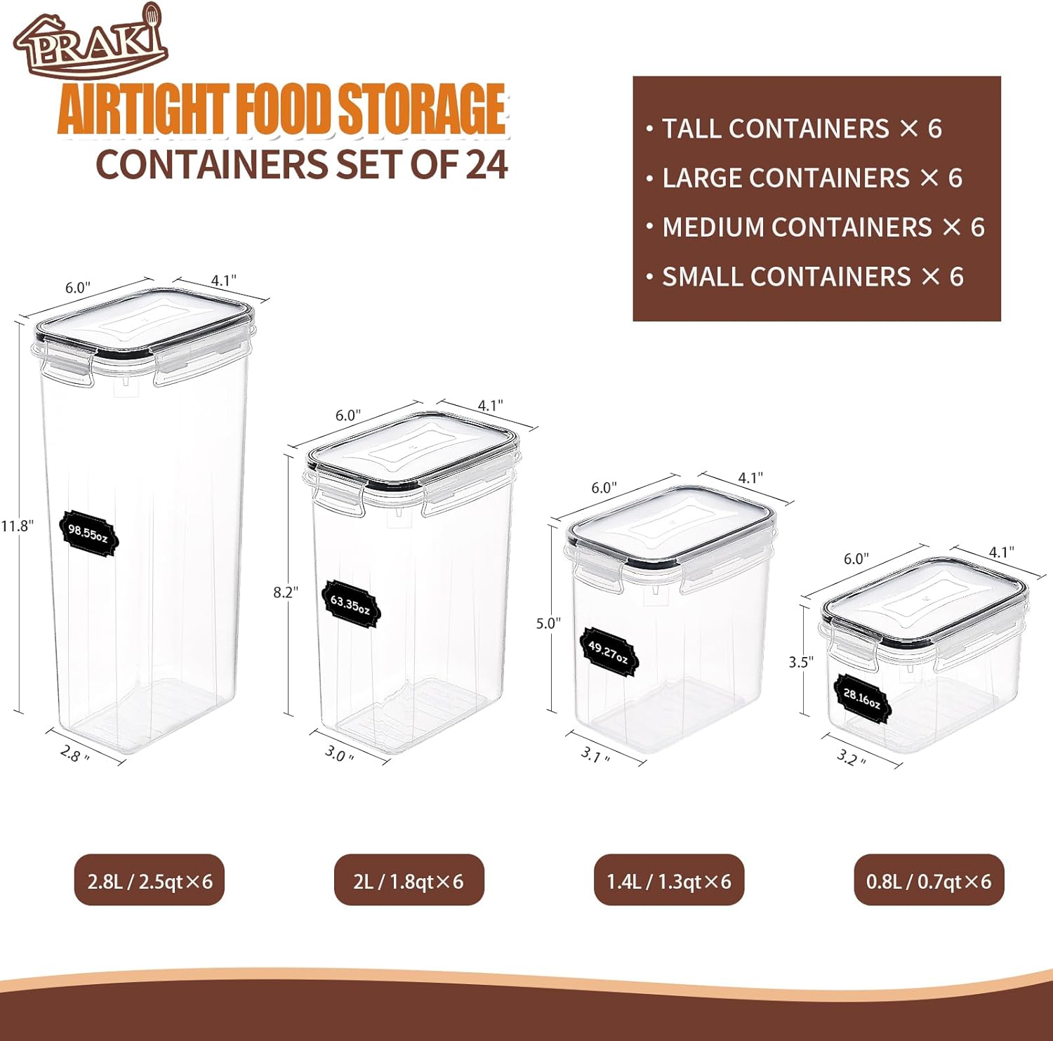 Airtight Food Storage Containers Set with Lids - 24 PCS, BPA Free Kitchen and Pantry Organization, Plastic Leak-proof