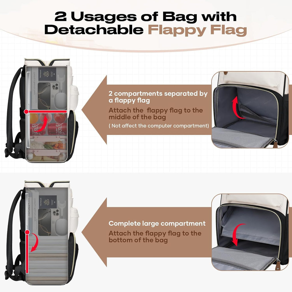 Travel Backpack for Women Men,Laptop Backpack Fits 15.6-17.3 Inch Laptop, Nurse/Work Bag with Insulated Lunch Box