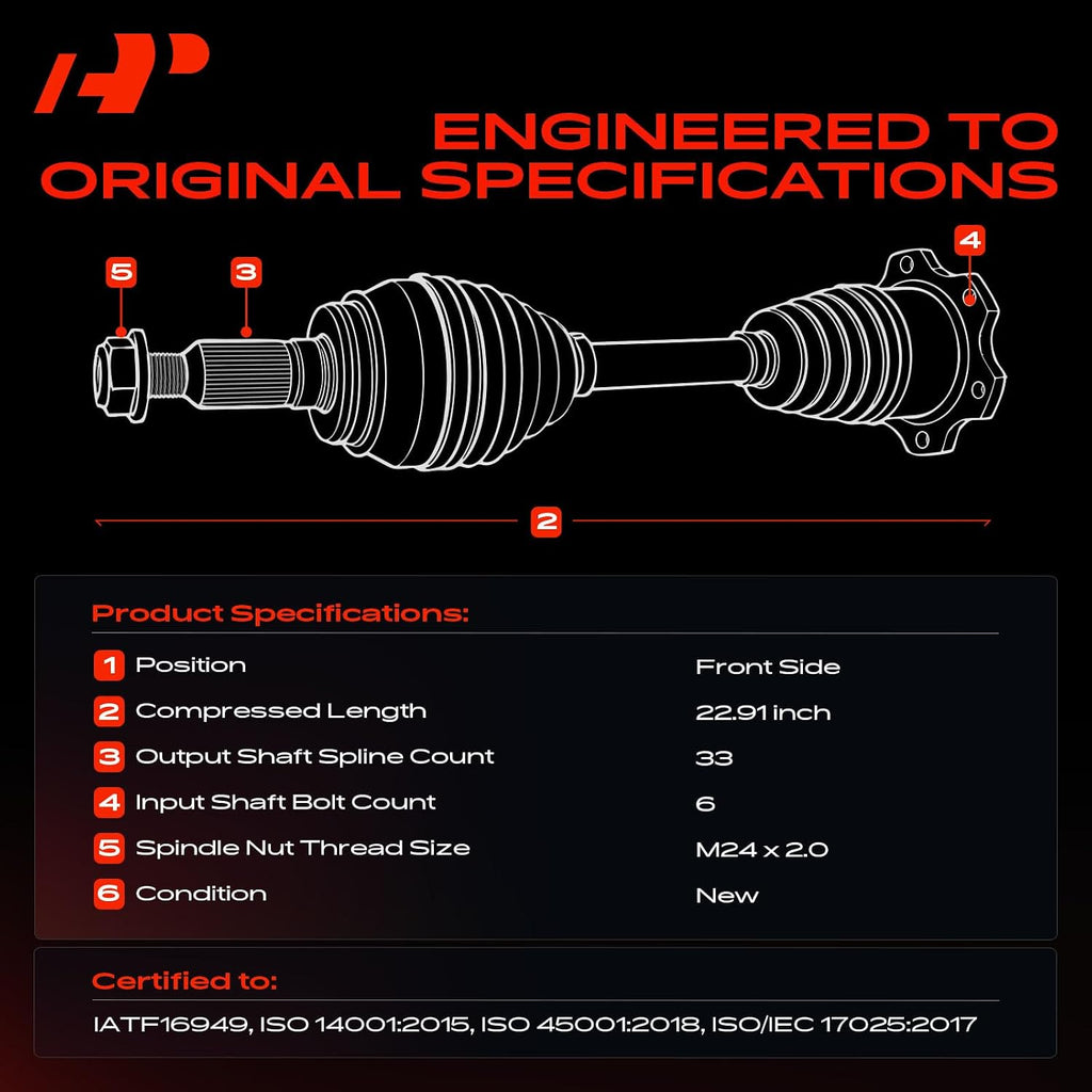 A-Premium Set of 2 Front CV Axle Shaft Assembly