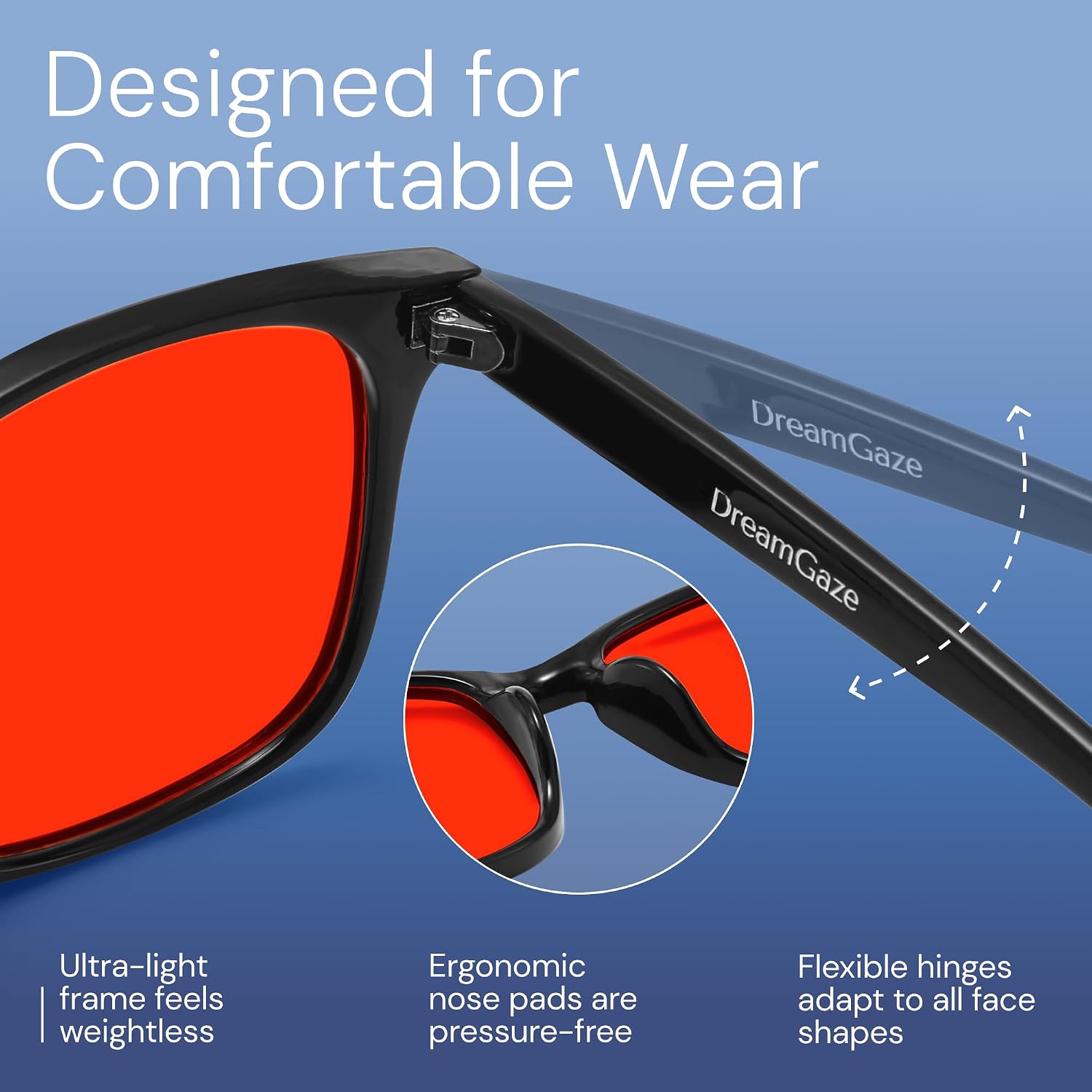 High Tech Blue Light Blocking Gaming Glasses - Red Lenses | Computer Glasses, Advanced Blue Light Blocking, Screen