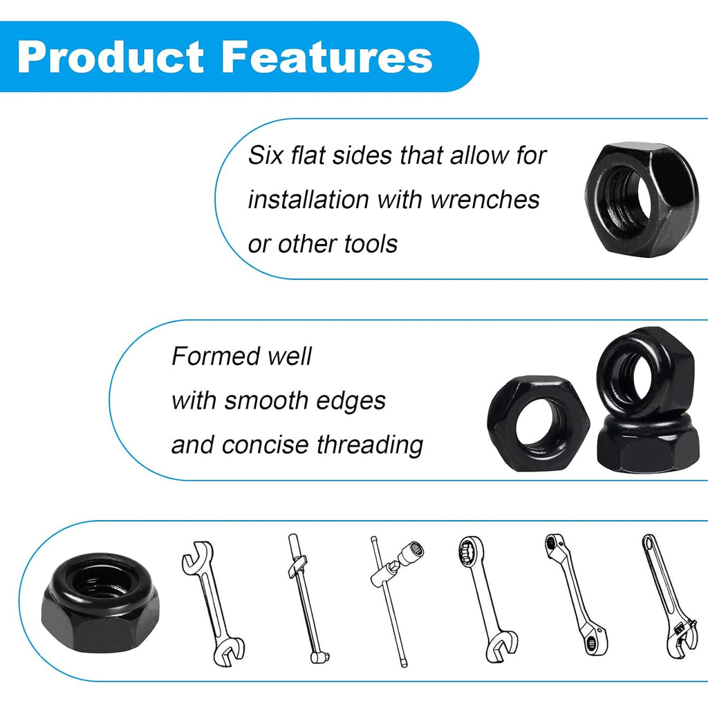50Pcs #8-32 Nylon Insert Hex Lock Nuts Self-Locking Nut