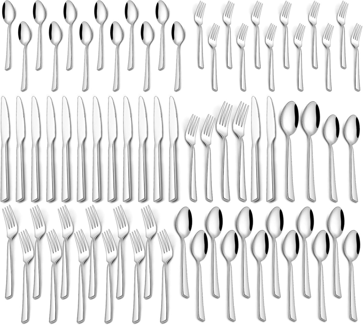 60 Piece Silverware Set, Stainless Steel Flatware Set for 12