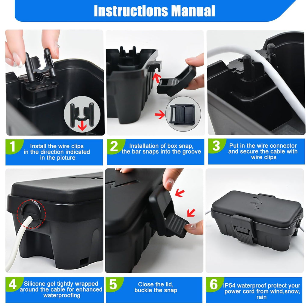 Small Weatherproof Electrical Connection Box(Inner 5.5 x 3 x 2.2inch),Outdoor Electrical Box,Waterproof Extension