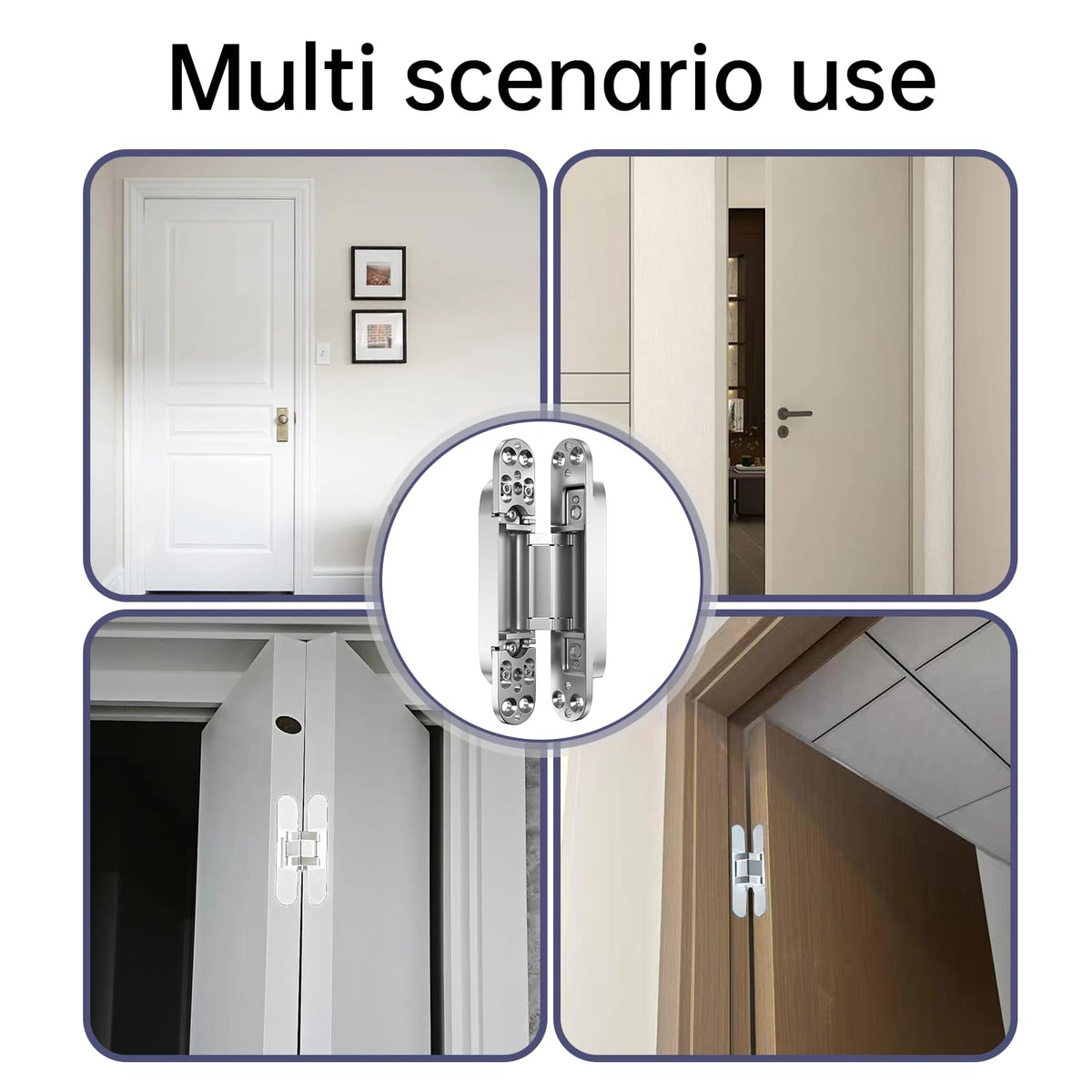 2PCS 7'' Invisible Concealed Door Hinges 180 Degree Swing Hinge (Silver)
