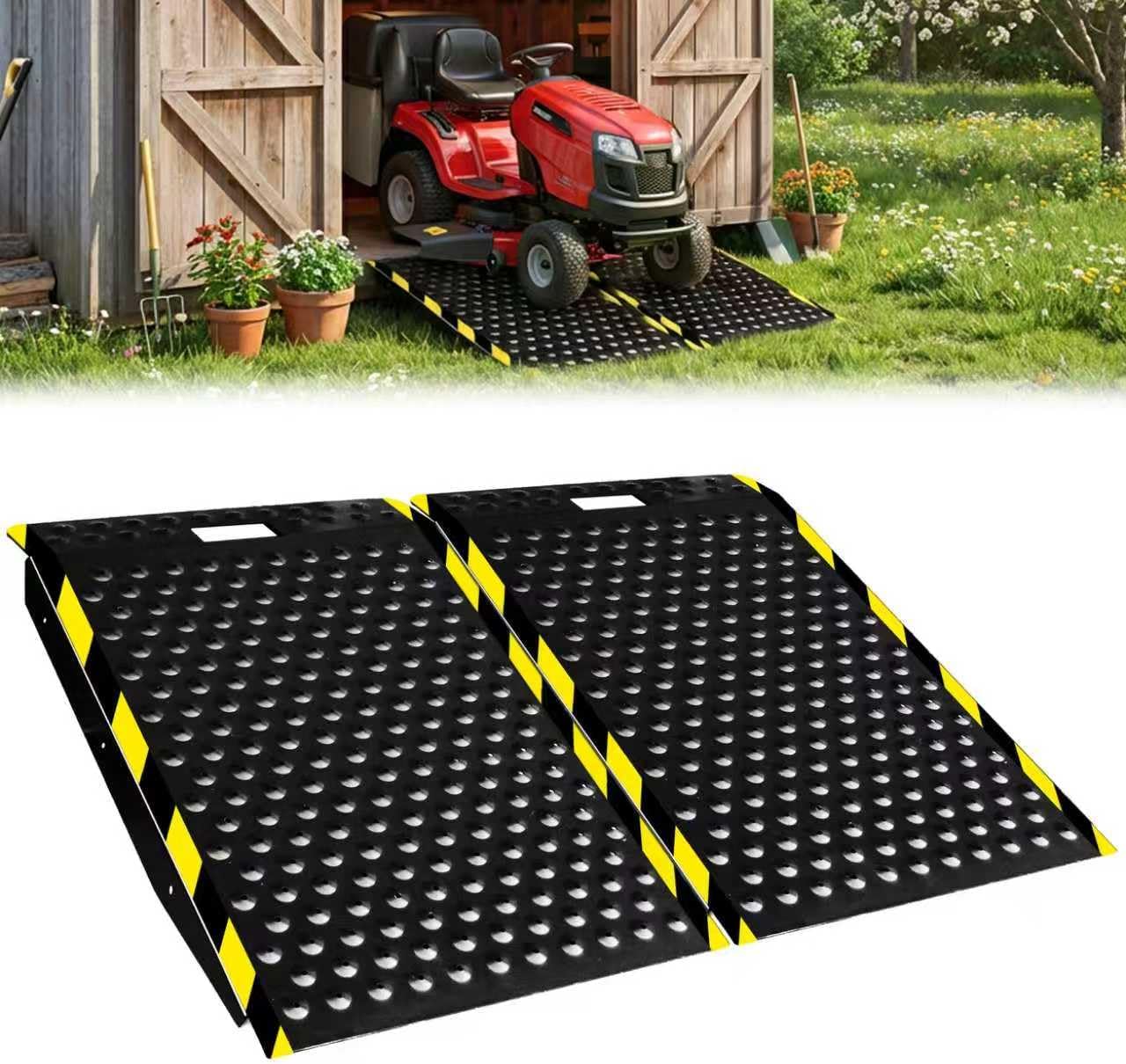 36" x 48" Shed Ramp for Riding Mower, 1500lbs Heavy Duty Metal Loading Ramps, 2-Pack Anti-Slip Punch Design, Long
