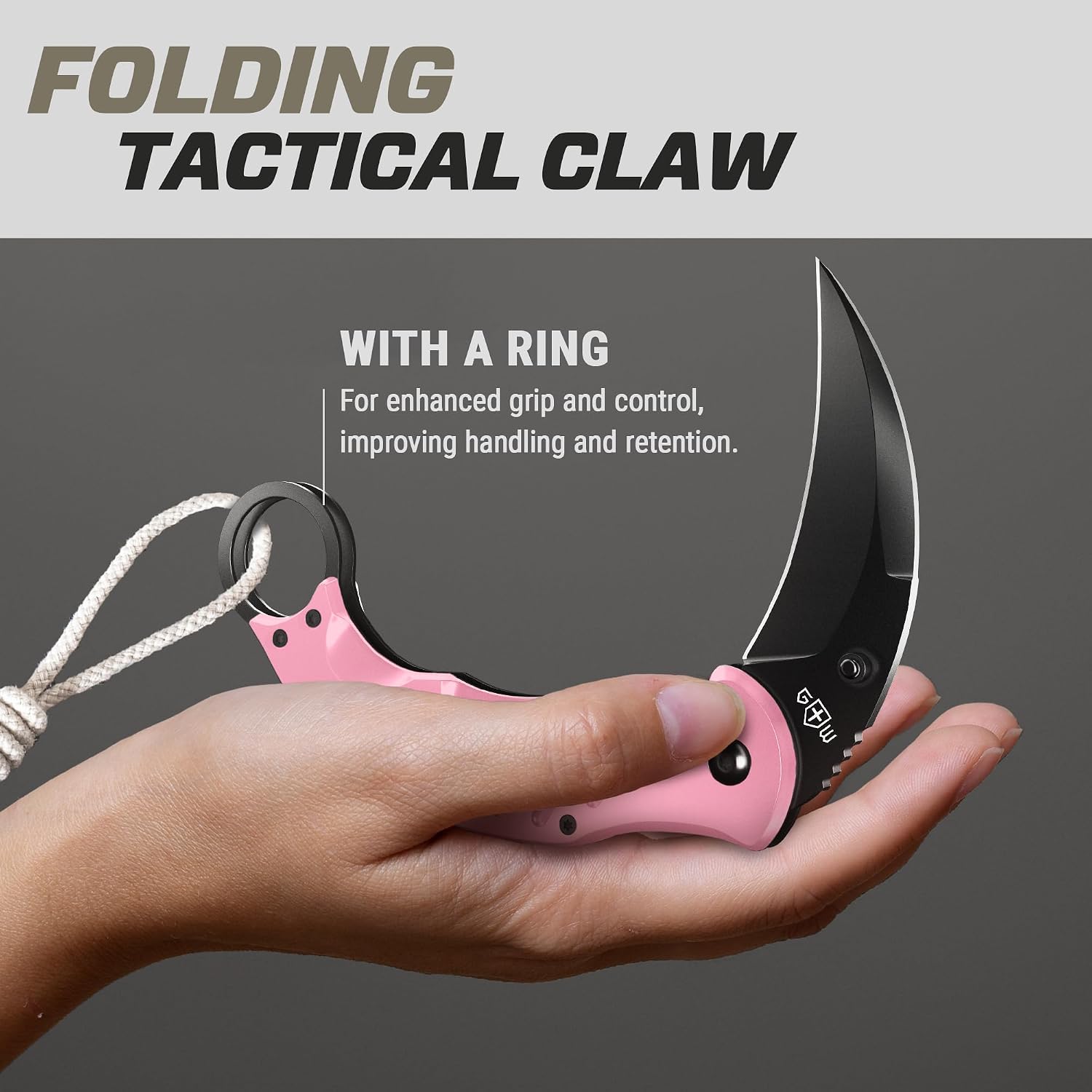 Pink Karambit Folding Knife - SharpTiger Claw Blade with Liner Lock and Aluminum Handle - Best Pocket Knives for