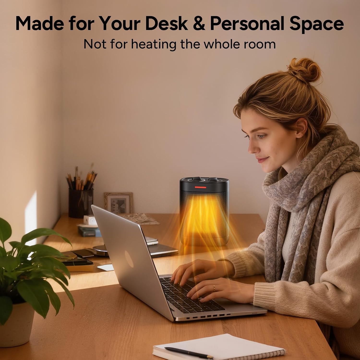 Ceramic Personal Space Heater for Office Desk & RV, 1000W/700W Low Wattage Electric Heater Under Desk, Circuit