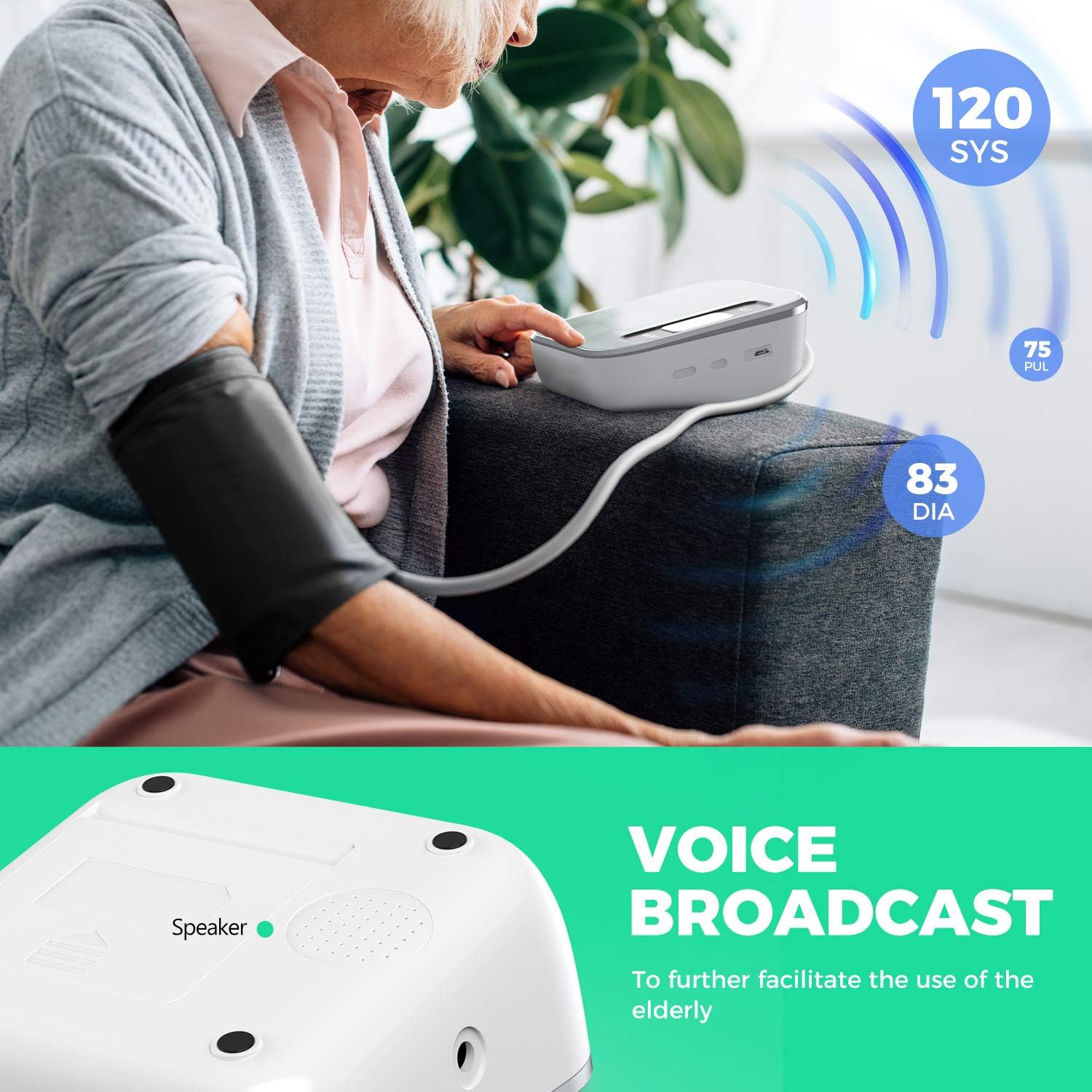 Blood Pressure Monitor Upper Arm Backlit LCD BP Machine with Storage Bag