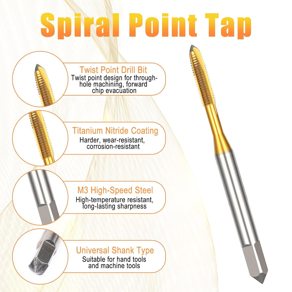4-Piece Metric Tap & Drill Bit Set, Precision Screw Threading Tools