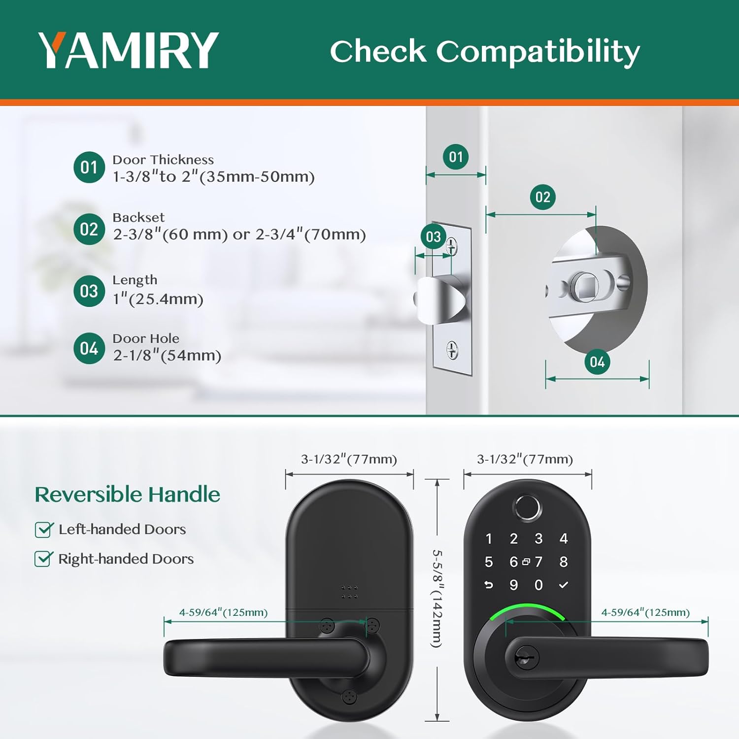 Smart Door Handle Lock with Keypad: Yamiry Fingerprint Smart Knob - Keyless Entry Digital Lock for Front Door