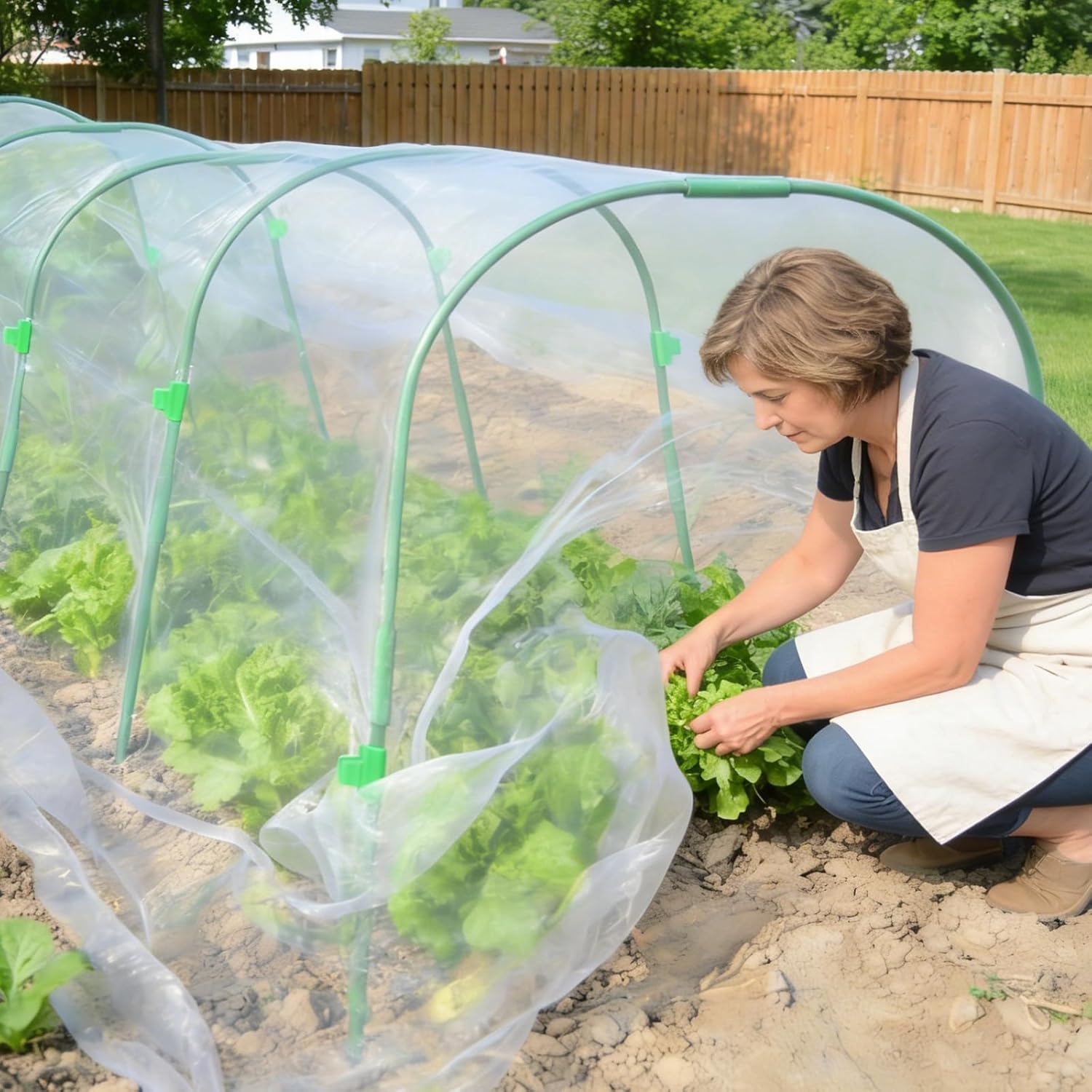 Garden Netting Kit for Raised Beds, Ultra Fine Garden Mesh Netting 8x20ft & 5 Sets Garden Hoops with Clips, Row Cover
