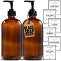 Amber Glass Soap Dispenser with Pump, 16 oz | Amber Glass, Soap Dispenser Pump Hand and Dish,Bathroom and Kitchen