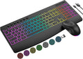 Wireless Keyboard and Mouse Combo, 9 Backlit Effects, 4000mAh Rechargeable Backlit Keyboard with Wrist Rest, 6 Button