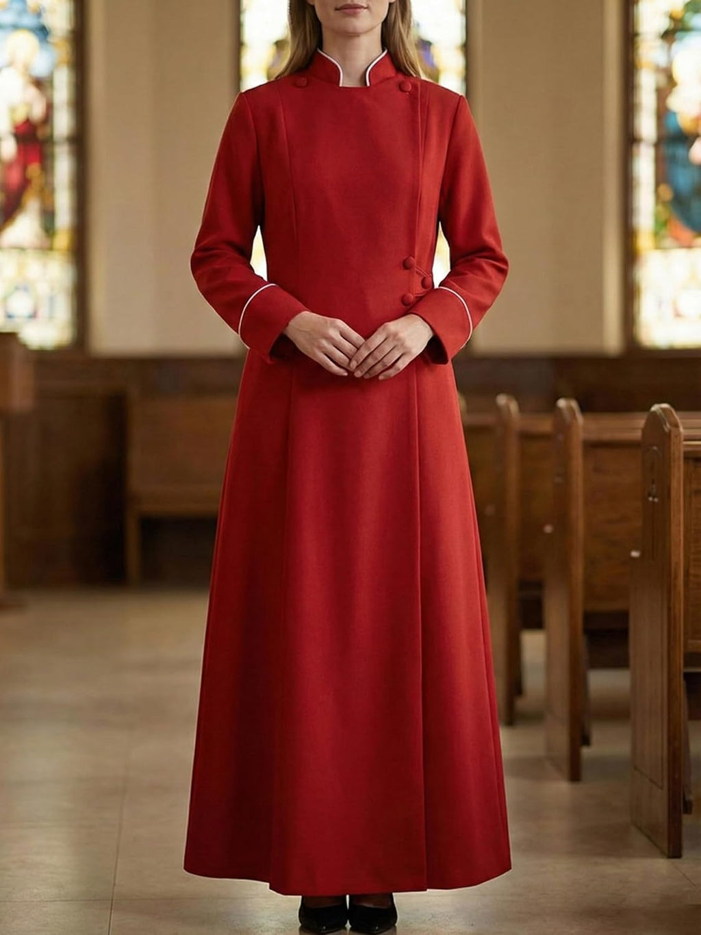 Women Clergy Robe Church Cassock Minister Gown Choir Pastor Costume Outfit Pulpit Service Vestment Dress
