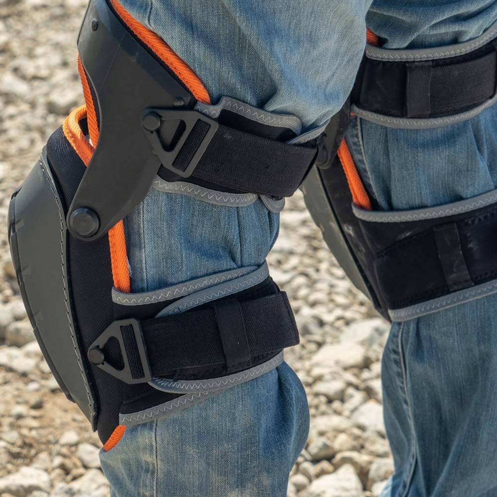 60491 Hinged Knee Pads, Heavy Duty Gel Foam Protective Knee Pads with Quick-Fasten Buckle and Thigh Strap, Black