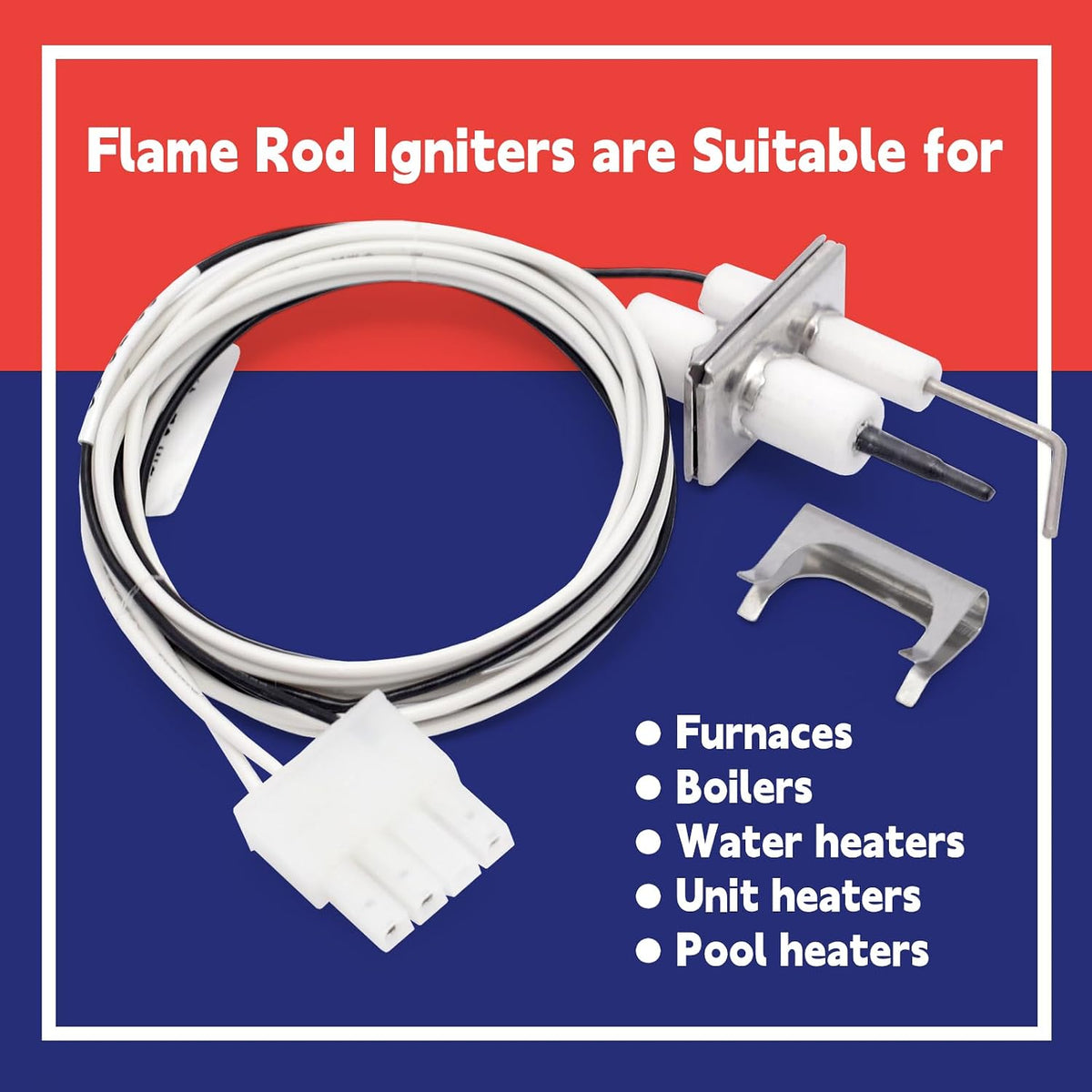 Q3400A1024/U Igniters Flame Rod Assembly Replacement for Honeywell Q3450 Q3480 Q3620 R42640-001, Upgraded Flame Rod Sensor Igniters 24V Silcon Nitride Ignitors for SV9500M Valve