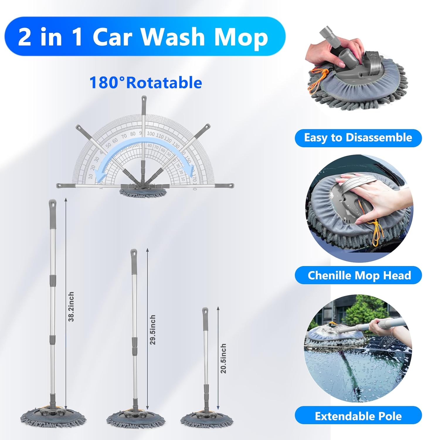 Car Wash Detailing Kit with Foam Gun, Car Cleaning Kit Set,Car Wash Brush with Long Handle, Large Folding Bucket for