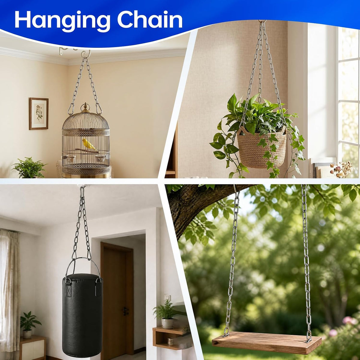 2 Pack Stainless Steel Gate Chain Lock, 5/32" x 28" Latch with Carabiners