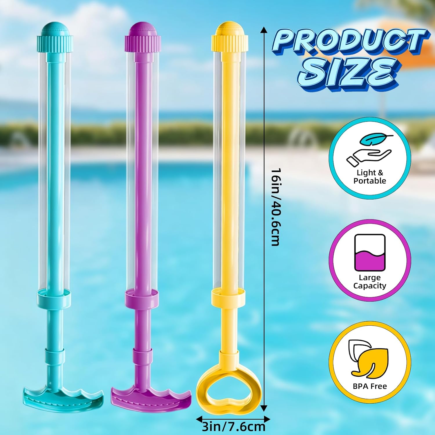 Water Spray Gun Fireworks 4 Pack, Firework Pattern Squirt Water Blaster with Pull Pump Action, Summer Pool Beach