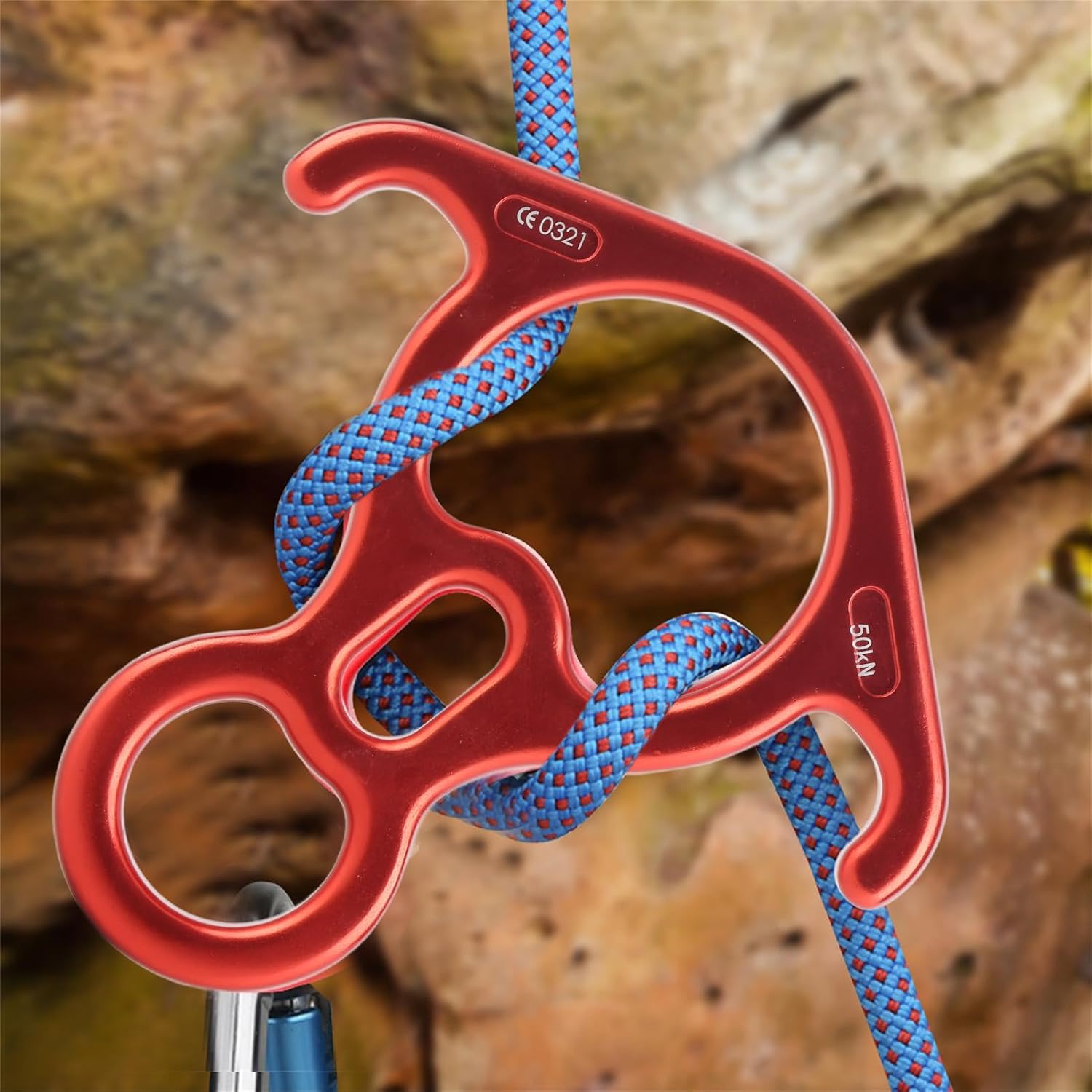 50kn Figure 8 Descender Rappelling Equipment, Climbing Descender Tree Climbing Gear for Rock Climbing Peak Rescue