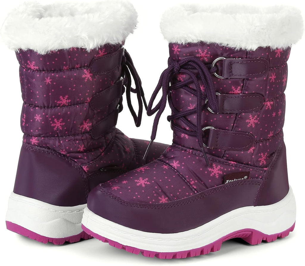 Kids Girls Insulated Fur Winter Warm Snow Boots Toddler/Little Kid | Water-Resistant,Side Zipper,Thick Warm