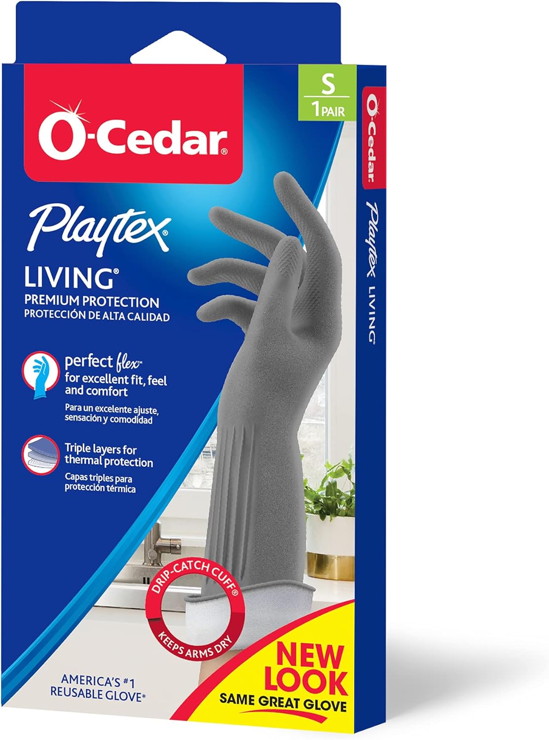 Living Reuseable Rubber Cleaning Gloves (Small, 1 Pack), Premium Protection Reusable Household Gloves