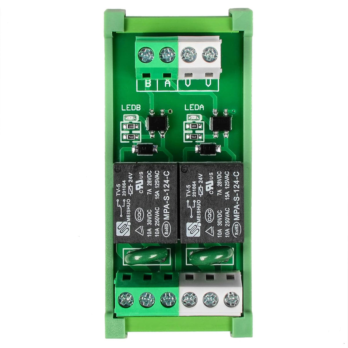 Relay Board, Relay Module 2 Channel 1 SPDT DIN Rail Mount 24V DC/AC