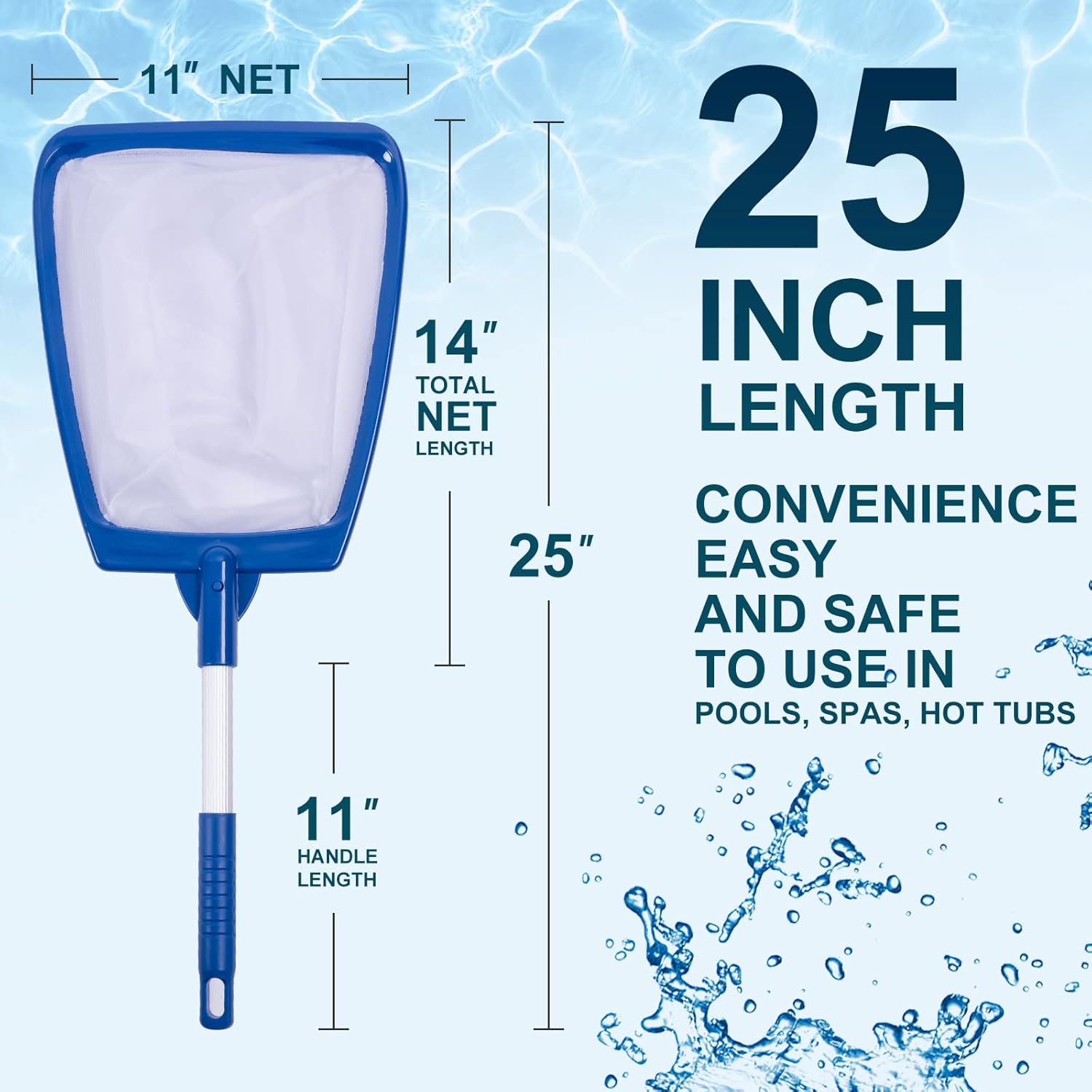Hot Tub Skimmer Net Handheld, Professional Pool, Spa, Pound Skimmer Net with Aluminum Pole Handle, Deep Ultra Fine