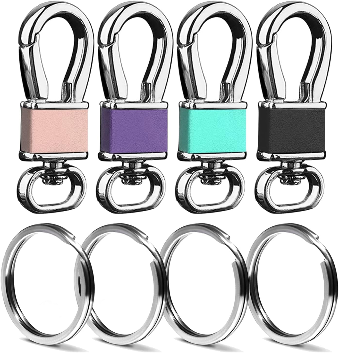 4 Pack Metal Carabiner Keychain Key Clip Hook, 4 Key Rings Car Key Chain Clips Ring Holder Organizer for Men and